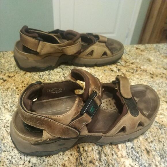 Mephisto Shark Brown Leather Anatomical Shock Absorbing Sandals Sz 43/ 9.5 - Picture 3 of 12